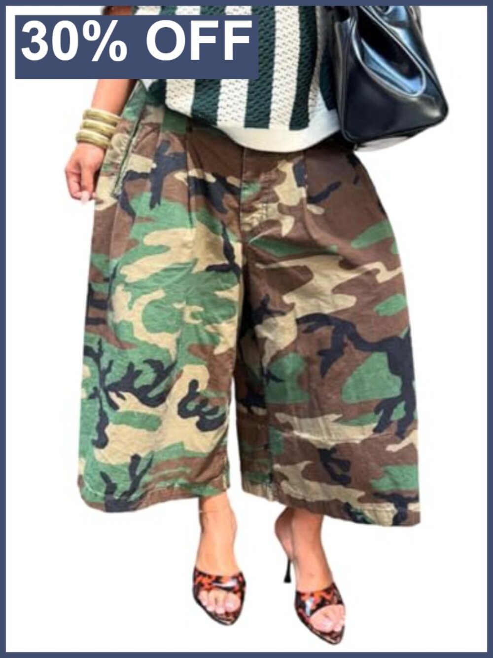 Women's Baggy Cargo Jeans Camo Wide Leg Harem Capri Denim Pants Y2K